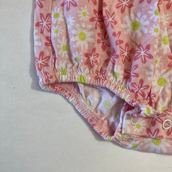 ❤️5/$25 SALE Okie Dokie Pink Daisy Flowers Ruffle Bubble Romper One Piece Outfit - Picture 3 of 7
